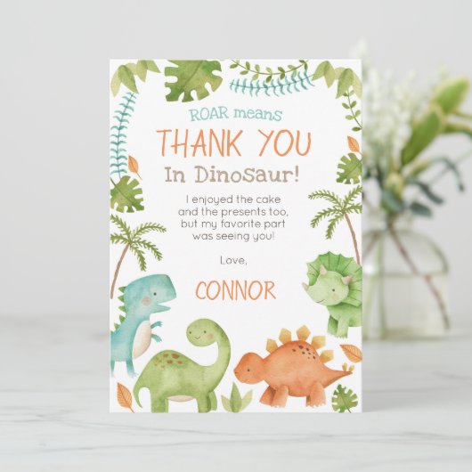 Dinosaur Birthday dank u kaarten (Staand voorkant)