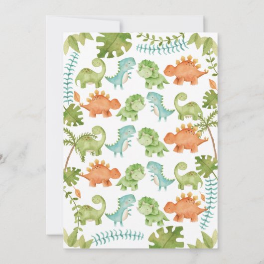 Dinosaur Birthday dank u kaarten (Achterkant)