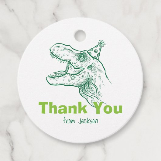 Dinosaur Birthday Dank u Label (Voorkant)