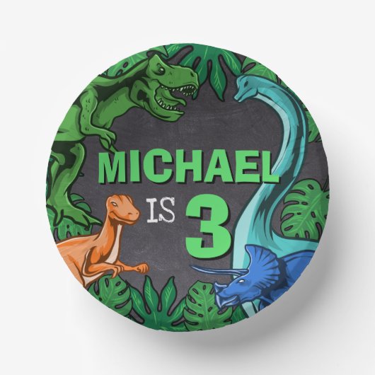 Dinosaur Birthday Dino Trex Prehistorische Boy Kin Papieren Kommen (Voorkant)