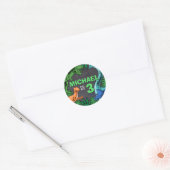 Dinosaur Birthday Dino Trex Prehistorische Boy Kin Ronde Sticker (Envelop)