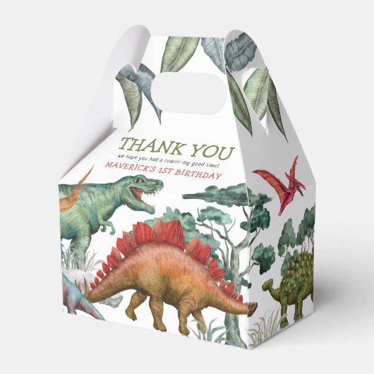 Dinosaur Birthday Favor Box Bedankdoosjes (Achterkant)