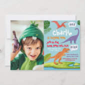 Dinosaur Birthday Fotouitnodiging Kaart (Voorkant)
