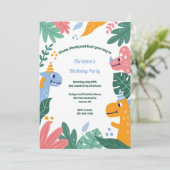 Dinosaur Birthday Garden Party Kaart (Staand voorkant)