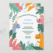 Dinosaur Birthday Garden Party Kaart (Voorkant / Achterkant)