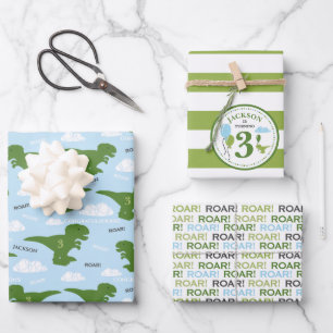 Dinosaur Birthday - gepersonaliseerd pakpapier Inpakpapier Vel