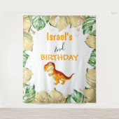 Dinosaur BIRTHDAY Gold Backdrop Wandkleed (Voorkant)