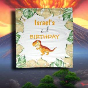 Dinosaur BIRTHDAY Gold Backdrop Wandkleed