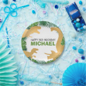 Dinosaur Birthday Gold Dino Trex Boy Kinder Papieren Bordje (Feest)