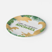 Dinosaur Birthday Gold Dino Trex Boy Kinder Papieren Bordje (Gekanteld)