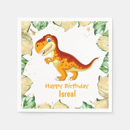 Dinosaur BIRTHDAY Gold Servet (Voorkant)