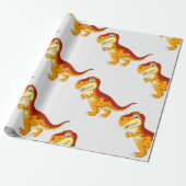 Dinosaur Birthday Gold Wrapping Paper Cadeaupapier (Uitgerold)