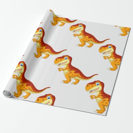 Dinosaur Birthday Gold Wrapping Paper Cadeaupapier (Uitgerold)