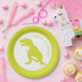 Dinosaur Birthday Green Papieren Bordje (Feest)