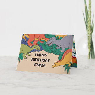 Dinosaur Birthday Greeting Card – Fun Dino Party 1 Kaart