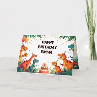 Dinosaur Birthday Greeting Card – Fun Dino Party 2 Kaart