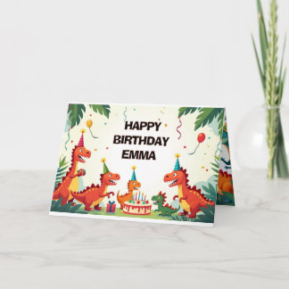 Dinosaur Birthday Greeting Card – Fun Dino Party 3 Kaart
