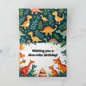 Dinosaur Birthday Greeting Card – Fun Dino Party 3 Kaart (Binnen)