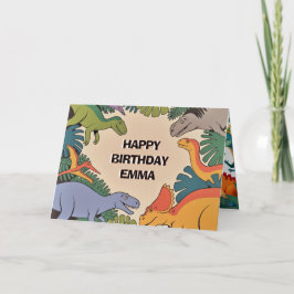 Dinosaur Birthday Greeting Card – Fun Dino Party D Kaart