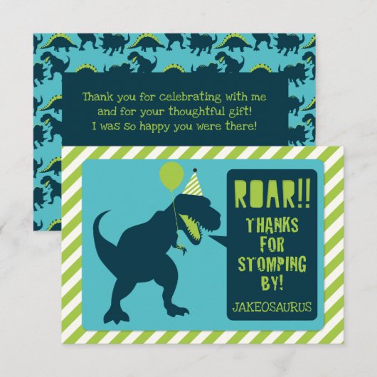 Dinosaur Birthday Hartelijk dank Bedankkaart (Voorkant / Achterkant)