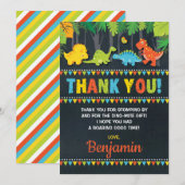 Dinosaur Birthday Hartelijk dank voor Roar Party C Kaart (Voorkant / Achterkant)