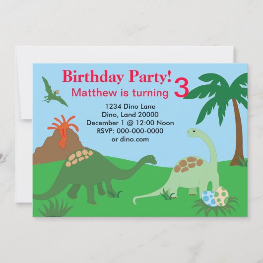 Dinosaur Birthday Invitation 5x7 Kaart (Voorkant)