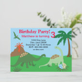 Dinosaur Birthday Invitation 5x7 Kaart (Staand voorkant)