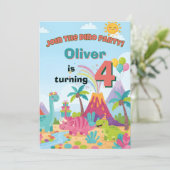 Dinosaur Birthday Invitation – 5x7 Kids Party Card Kaart (Staand voorkant)