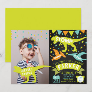 Dinosaur Birthday Invitation Chalkboard Foto Kaart
