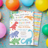 Dinosaur Birthday Invitation Colorful Cute Kaart