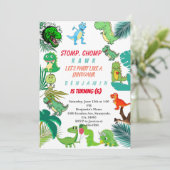 Dinosaur Birthday Invitation Cute Dino party Kaart (Staand voorkant)