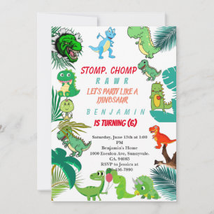Dinosaur Birthday Invitation Cute Dino party Kaart