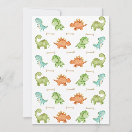 Dinosaur Birthday Invitation, Dino Invitation Kaart (Achterkant)