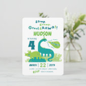 Dinosaur Birthday Invitation, dino jarig Kaart (Staand voorkant)