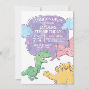 Dinosaur Birthday Invitation, Dino Party Invitati Kaart