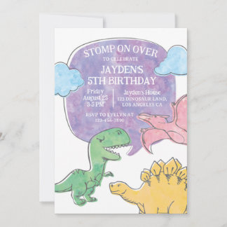 Dinosaur Birthday Invitation, Dino Party Invitati Kaart