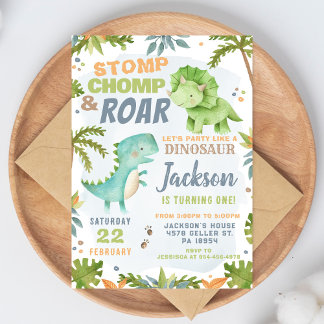 Dinosaur Birthday Invitation Dino Party Invite Kaart