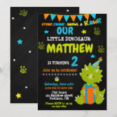 Dinosaur birthday invitation - Dino party invite Kaart (Voorkant / Achterkant)