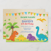 Dinosaur Birthday Invitation Dino Party Kaart (Voorkant / Achterkant)