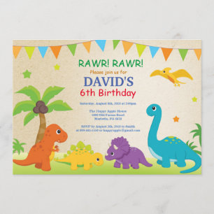Dinosaur Birthday Invitation Dino Party Kaart