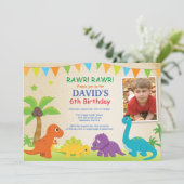 Dinosaur Birthday Invitation Dino Party Kaart (Staand voorkant)