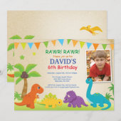 Dinosaur Birthday Invitation Dino Party Kaart (Voorkant / Achterkant)