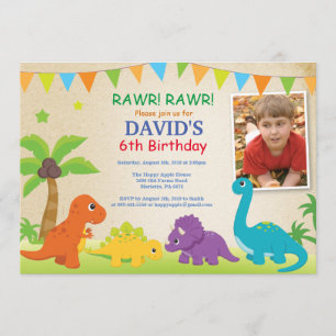 Dinosaur Birthday Invitation Dino Party Kaart