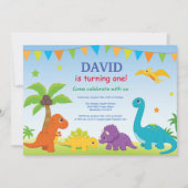 Dinosaur Birthday Invitation Dino Party Kaart (Voorkant)