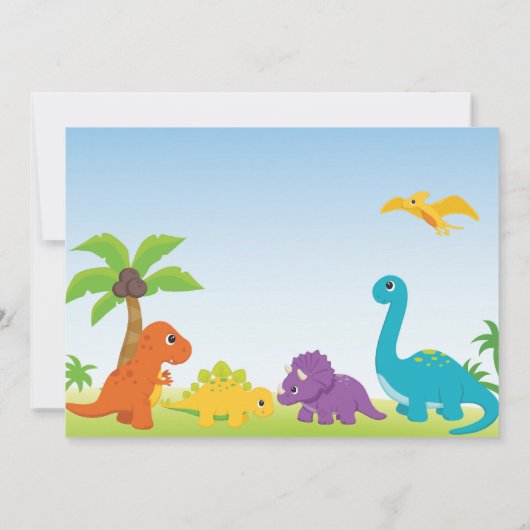 Dinosaur Birthday Invitation Dino Party Kaart (Achterkant)