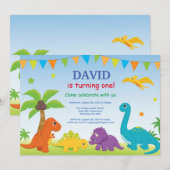 Dinosaur Birthday Invitation Dino Party Kaart (Voorkant / Achterkant)