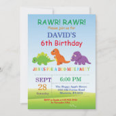 Dinosaur Birthday Invitation Dino Party Kaart (Voorkant)