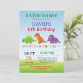 Dinosaur Birthday Invitation Dino Party Kaart (Staand voorkant)