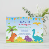 Dinosaur Birthday Invitation Dino Party Kaart (Staand voorkant)