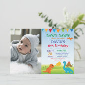 Dinosaur Birthday Invitation Dino Party Kaart (Staand voorkant)
